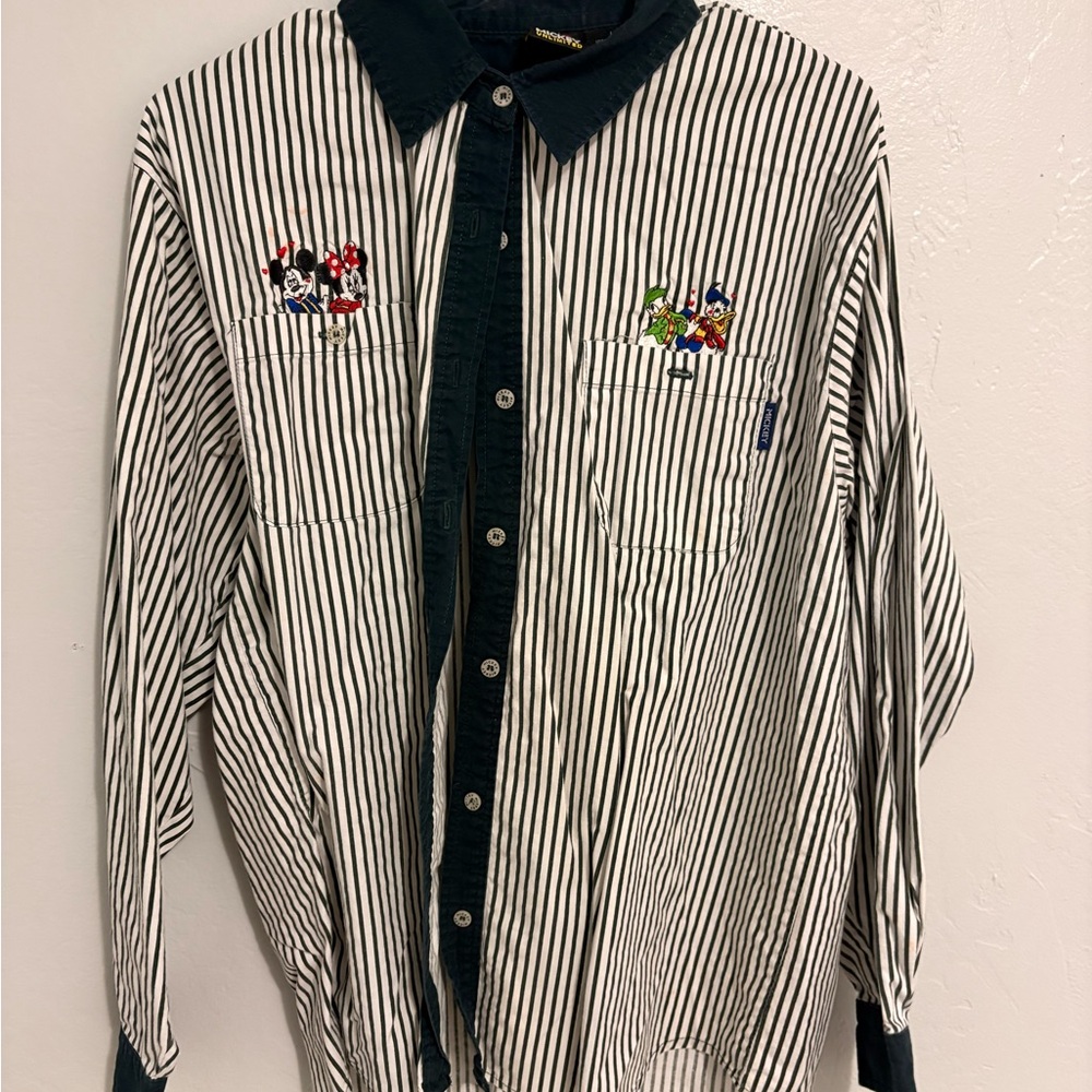 Striped blue and White vintage Disney button up